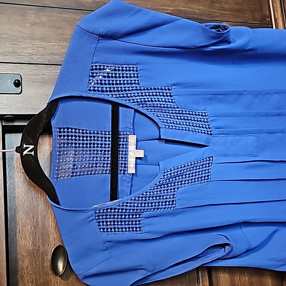 EUC Daniel Rainn Large Cobalt blue blouse - Picture 3 of 6